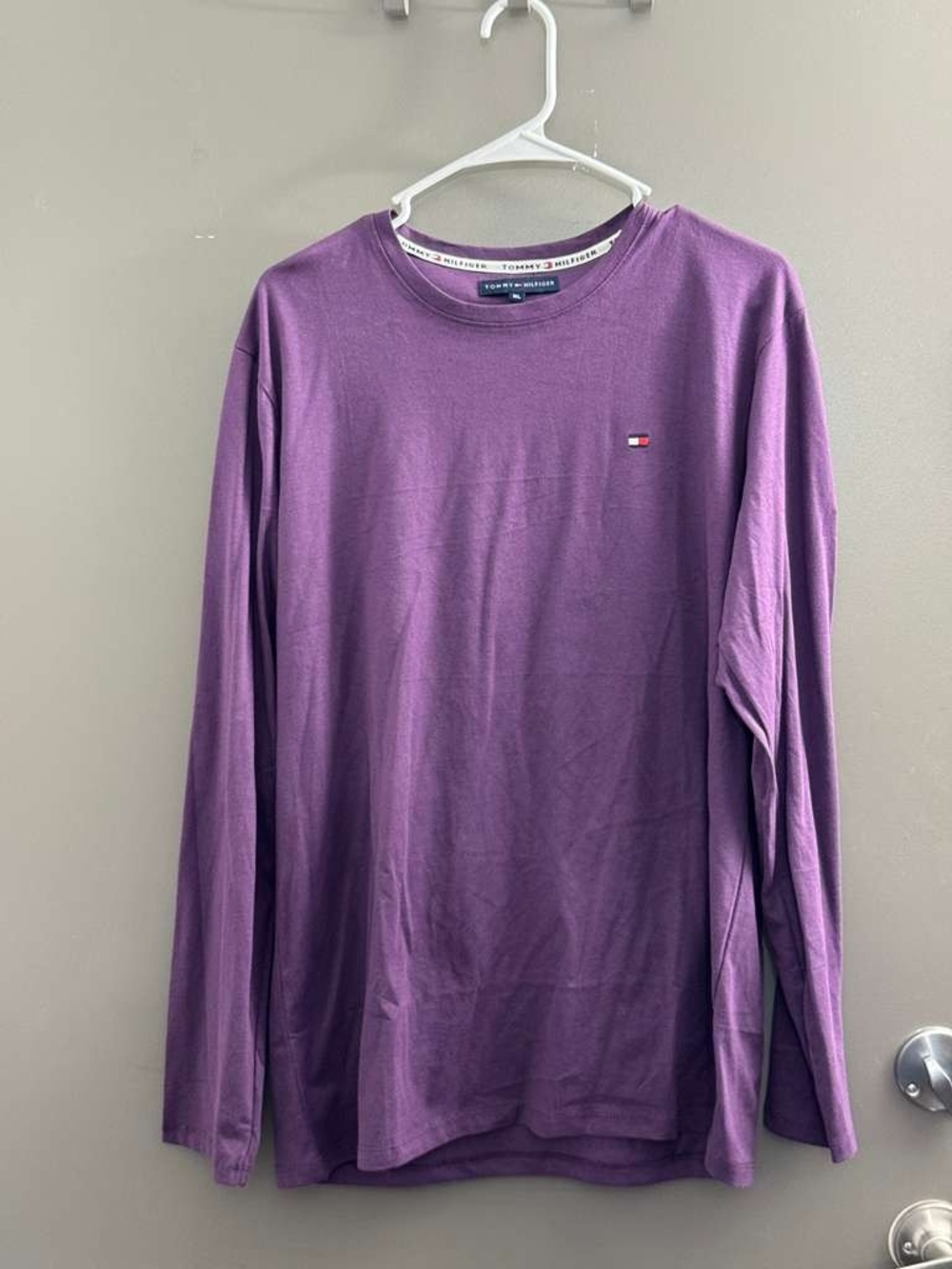Tommy Hilfiger Men’s Long-Sleeve Crewneck Shirt - Purple
